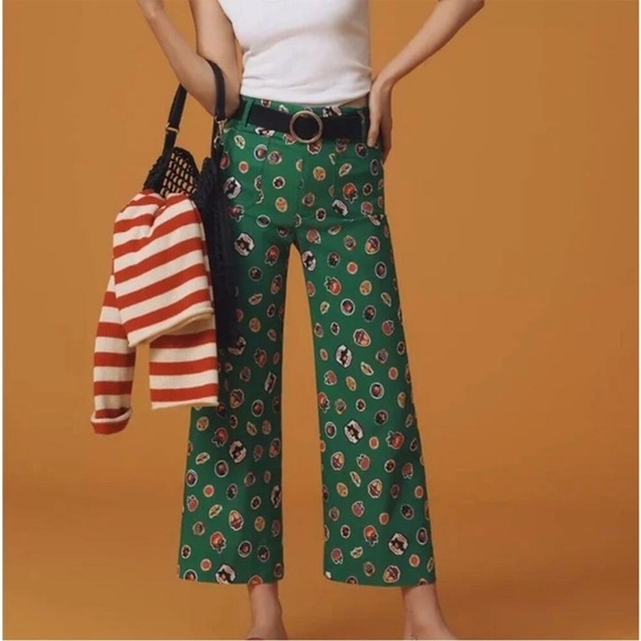 Maeve Pants - Anthropologie Colette Cropped Wide Leg Printed Pants New With Tags 26,27,28,30